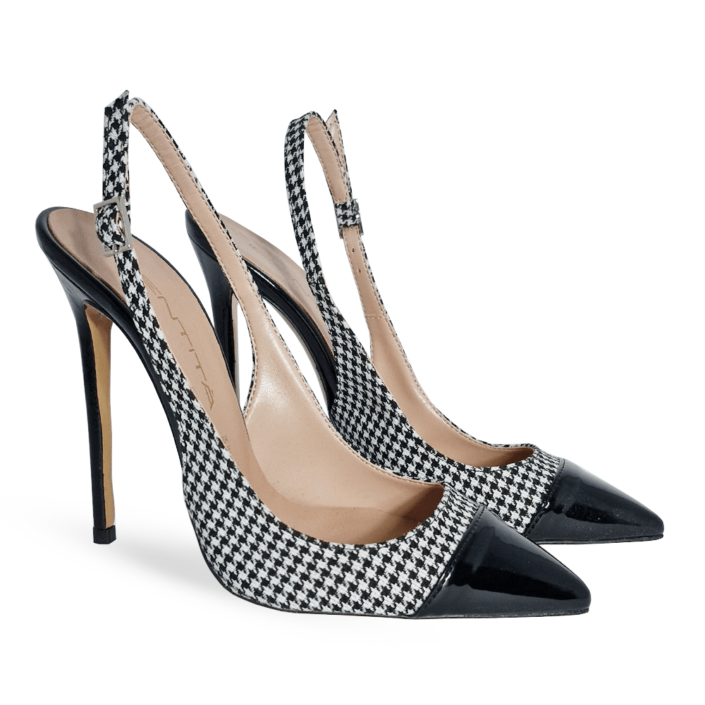 Identità Décolleté Slingback EMILY TESSUTO/VERNICE NERO