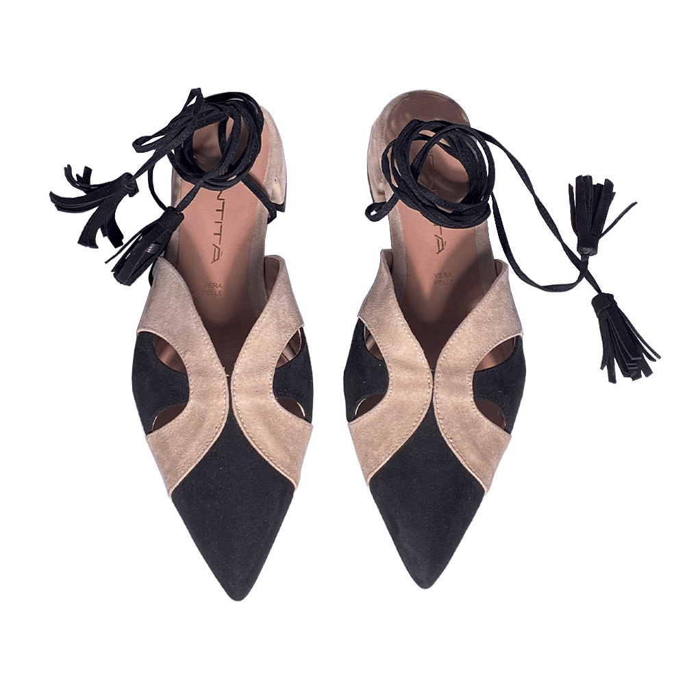 Identità Flat CECILIA CAMOSCIO BEIGE/NERO