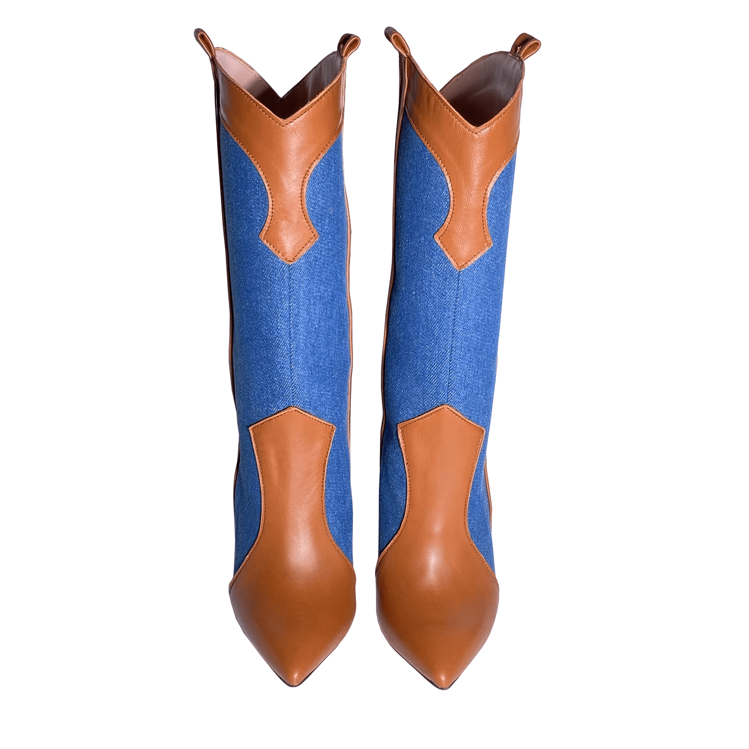 Identità Stivaletti CLARA DENIM/PELLE MARRONE