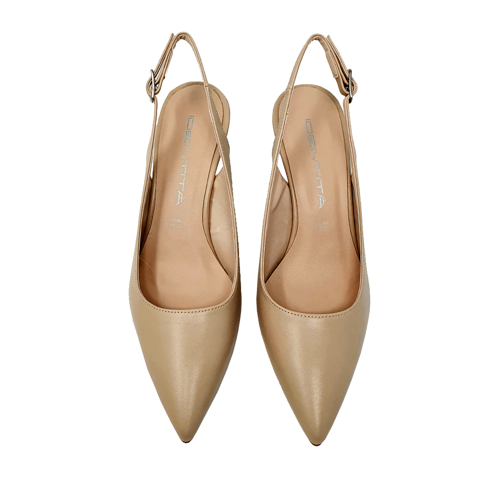 Identità Décolleté Slingback JUSTINA PELLE BEIGE 70mm